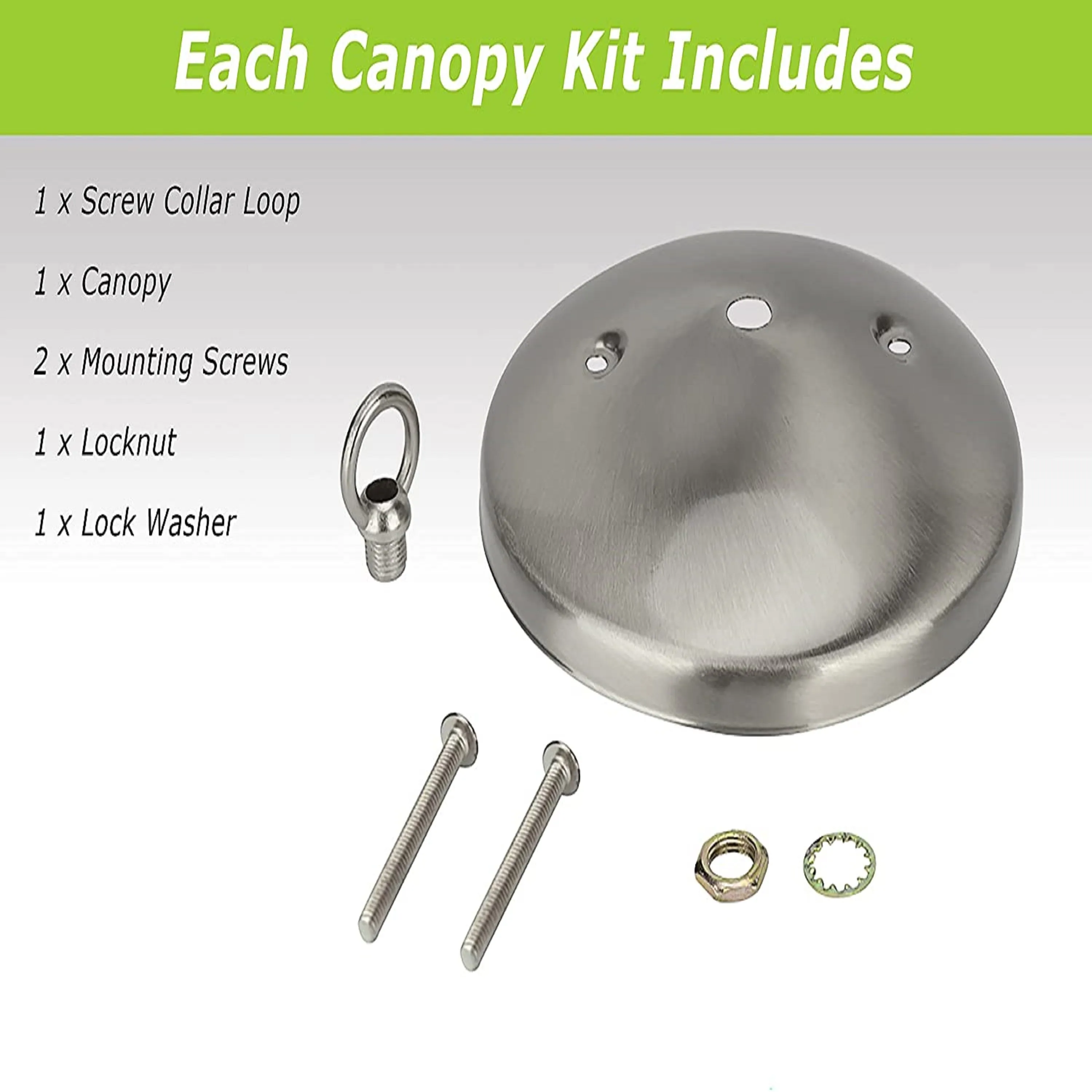 # 21523-X Modern Light Fixture Canopy Kit, 5" Diameter with Collar Loop, 7/16" Center Hole, Brushed Nickel