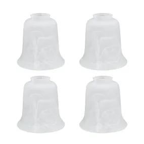 # 23024-4 Transitional Style Replacement Bell Shaped Alabaster Glass Shade, 2 1/4" Fitter Size, 5 1/4" high x 5 1/8" diameter, 4 Pack