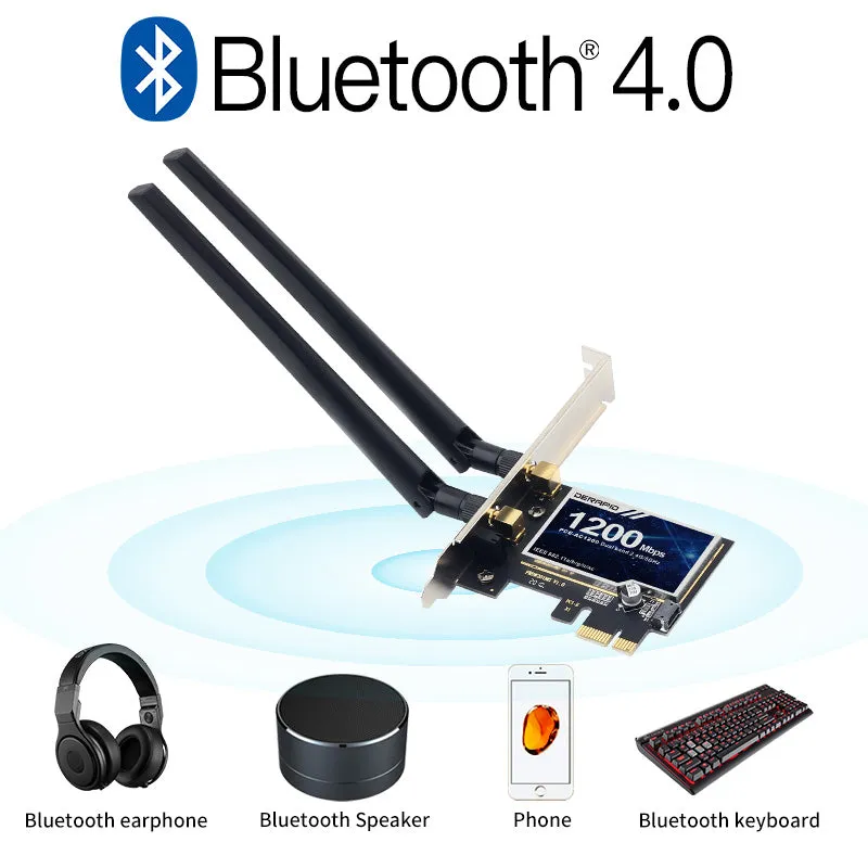 1200Mbps Wireless Pci-E Adapter 802.11Ac Bluetooth 4.0 Wifi Wlan Card 2.4G/5Ghz Desktop Wifi Pci Exp