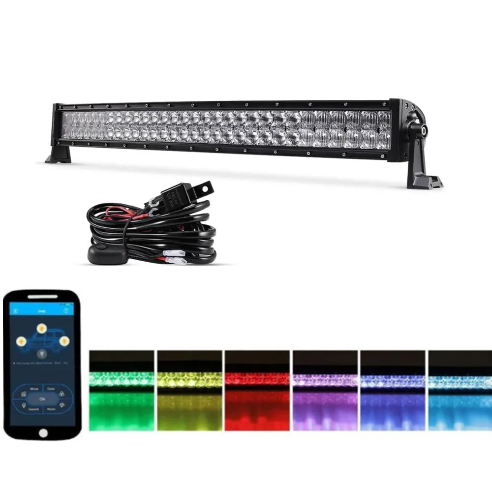 22"/32"/42" V-Series RGB Straight/Curved 5D lens Combo Beam Double Row LED Light Bar for 2002 Ford F150