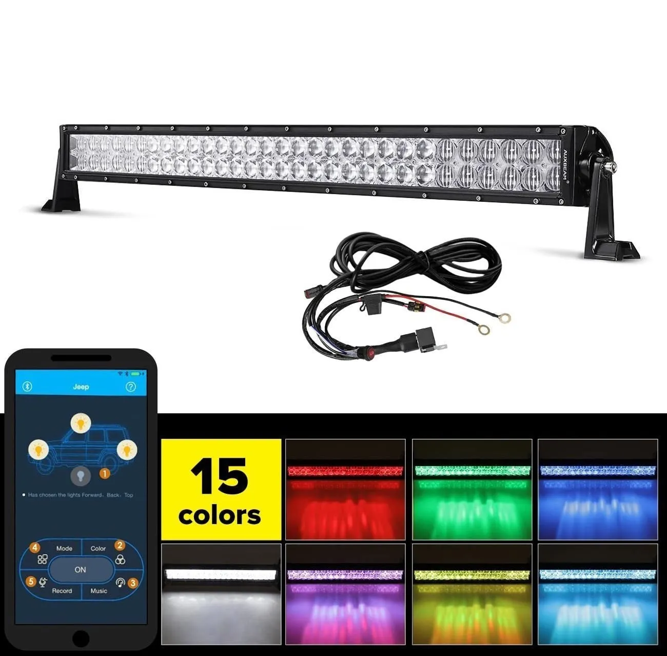 22"/32"/42" V-Series RGB Straight/Curved 5D lens Combo Beam Double Row LED Light Bar for 2002 Ford F150