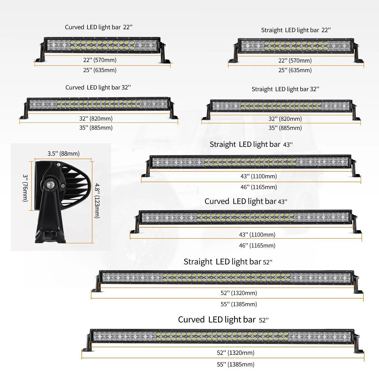 22"/32"/42" V-Series RGB Straight/Curved 5D lens Combo Beam Double Row LED Light Bar for 2002 Ford F150