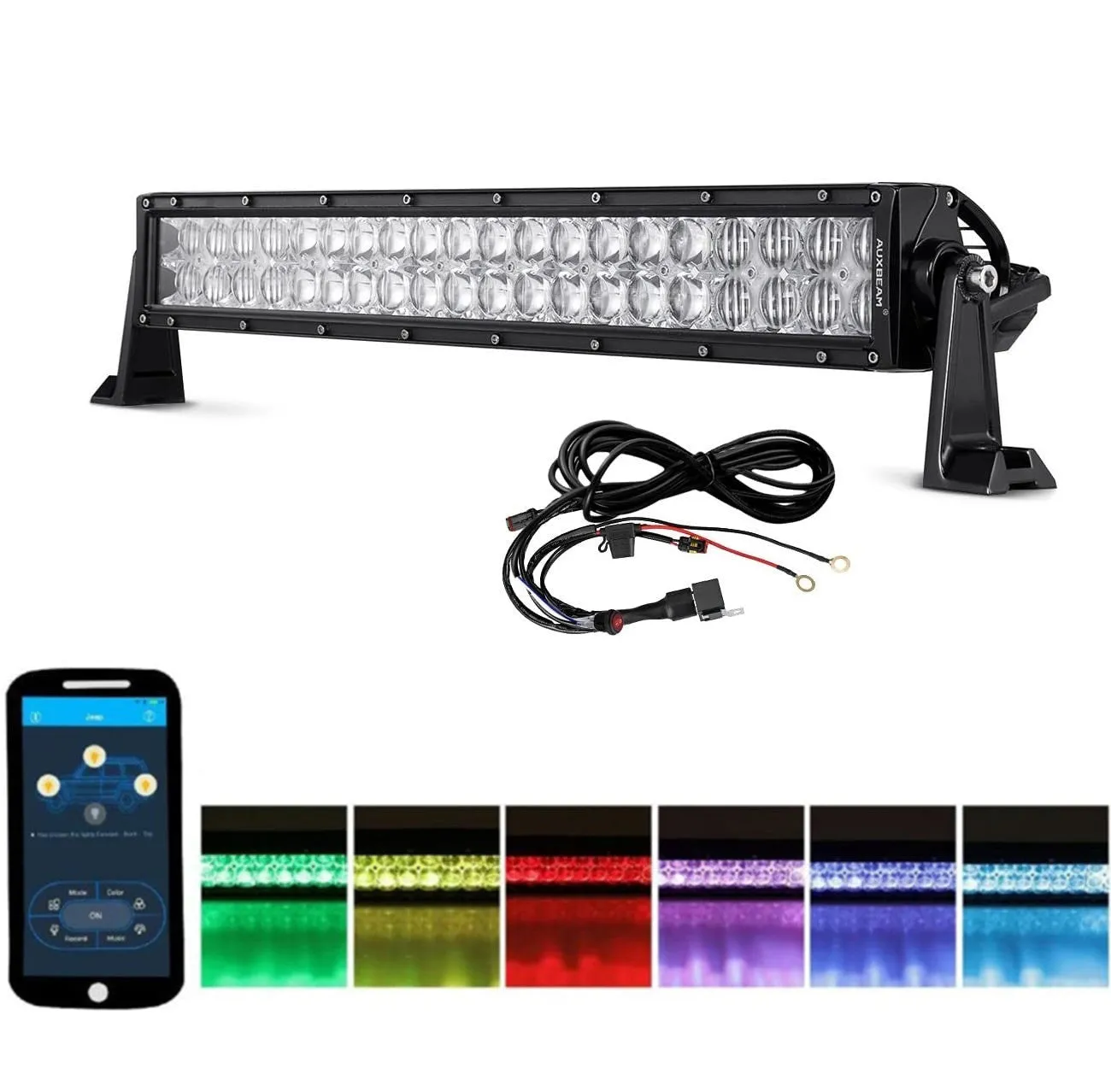 22"/32"/42" V-Series RGB Straight/Curved 5D lens Combo Beam Double Row LED Light Bar for 2002 Ford F150