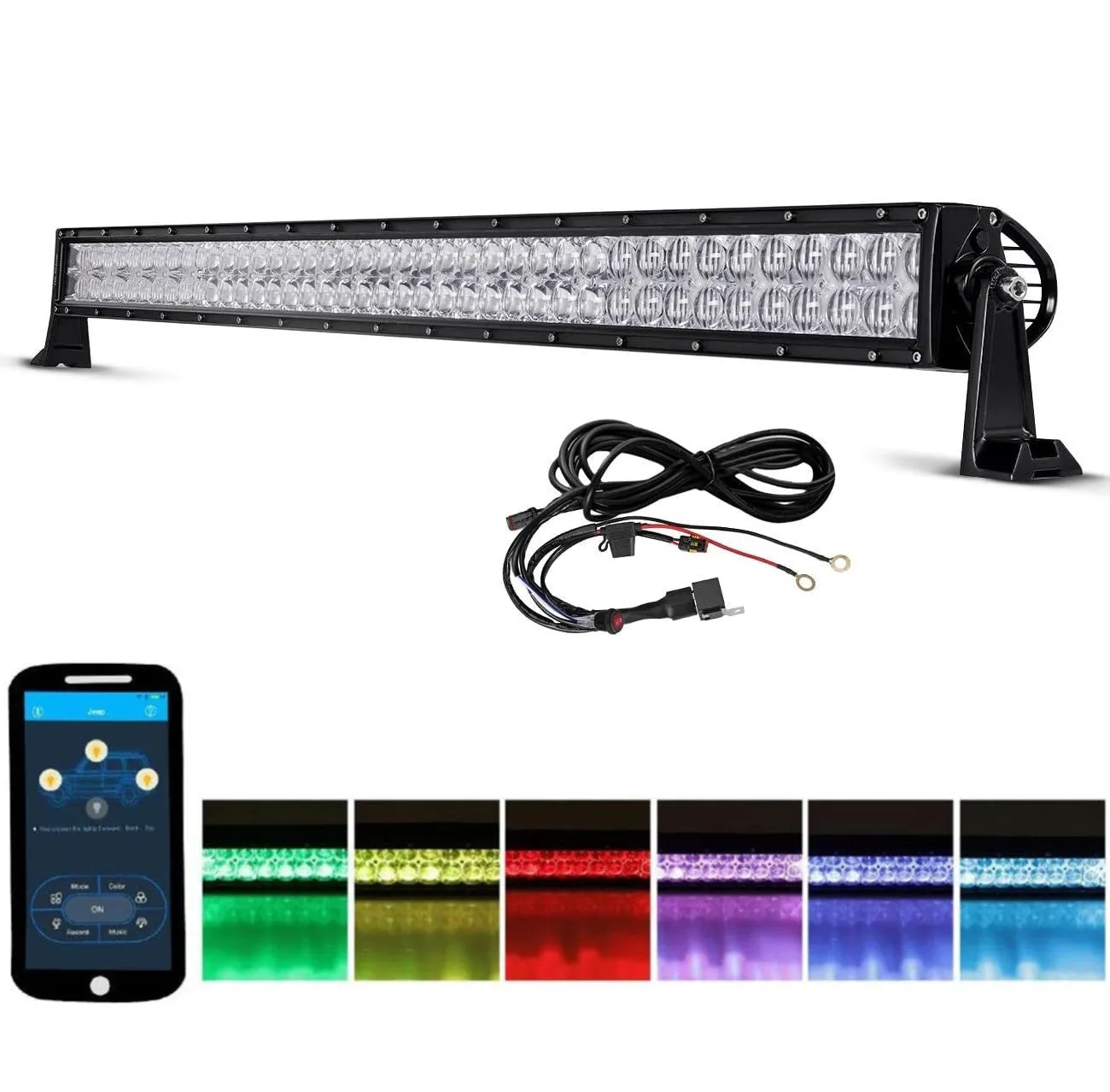 22"/32"/42" V-Series RGB Straight/Curved 5D lens Combo Beam Double Row LED Light Bar for 2002 Ford F150