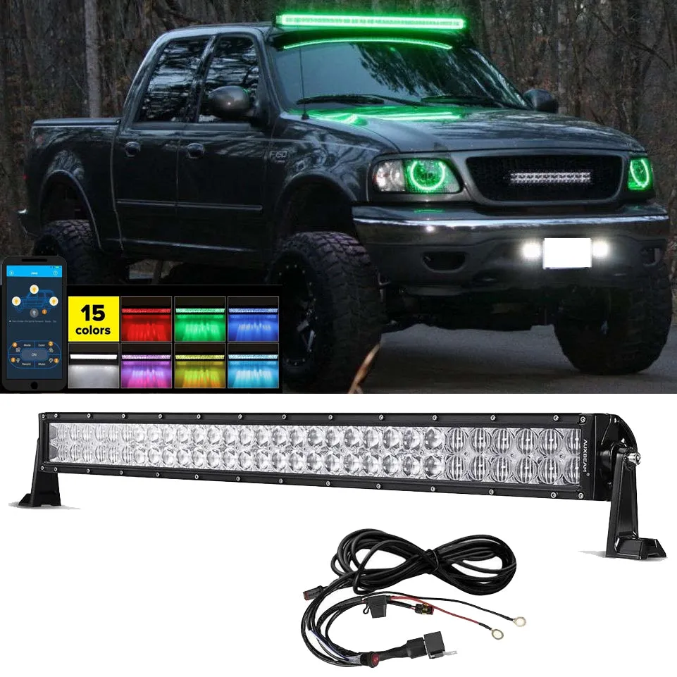 22"/32"/42" V-Series RGB Straight/Curved 5D lens Combo Beam Double Row LED Light Bar for 2002 Ford F150