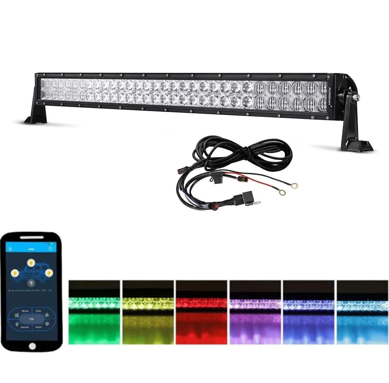 22"/32"/42" V-Series RGB Straight/Curved 5D lens Combo Beam Double Row LED Light Bar for 2002 Ford F150