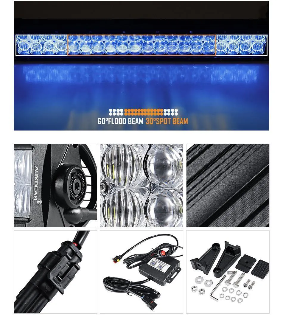 22"/32"/42" V-Series RGB Straight/Curved 5D lens Combo Beam Double Row LED Light Bar for 2002 Ford F150