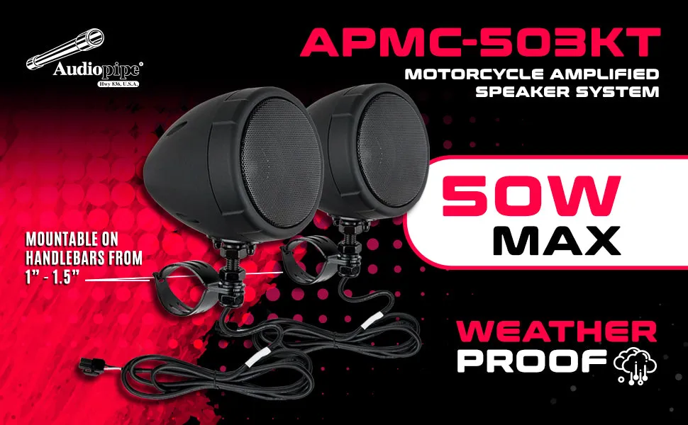 3” Motorcycle Amplified Speaker System (APMC-503KT)