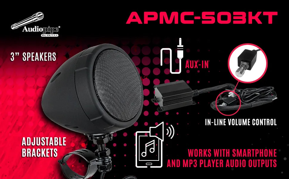 3” Motorcycle Amplified Speaker System (APMC-503KT)