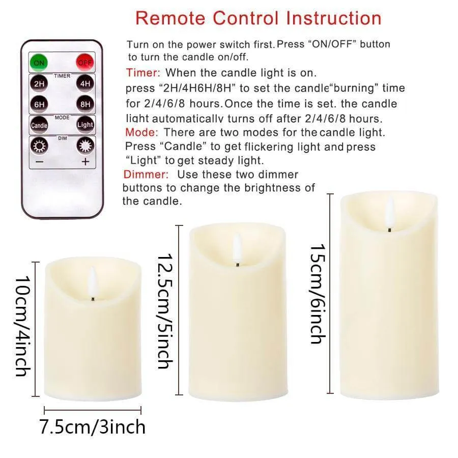 3pcs Remote Control LED Flameless Candle