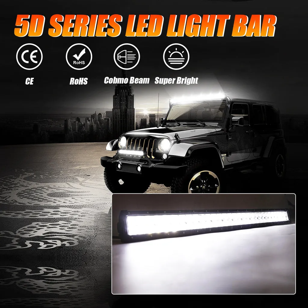 50 Inch 5D Series LED Light Bar   50" Straight LED Light Bar Windshield Mount Brackets for 2005-2015 Toyota Tacoma