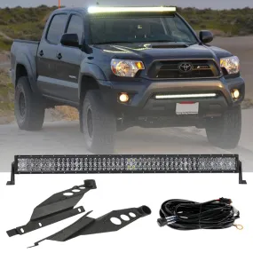 50 Inch 5D Series LED Light Bar   50" Straight LED Light Bar Windshield Mount Brackets for 2005-2015 Toyota Tacoma