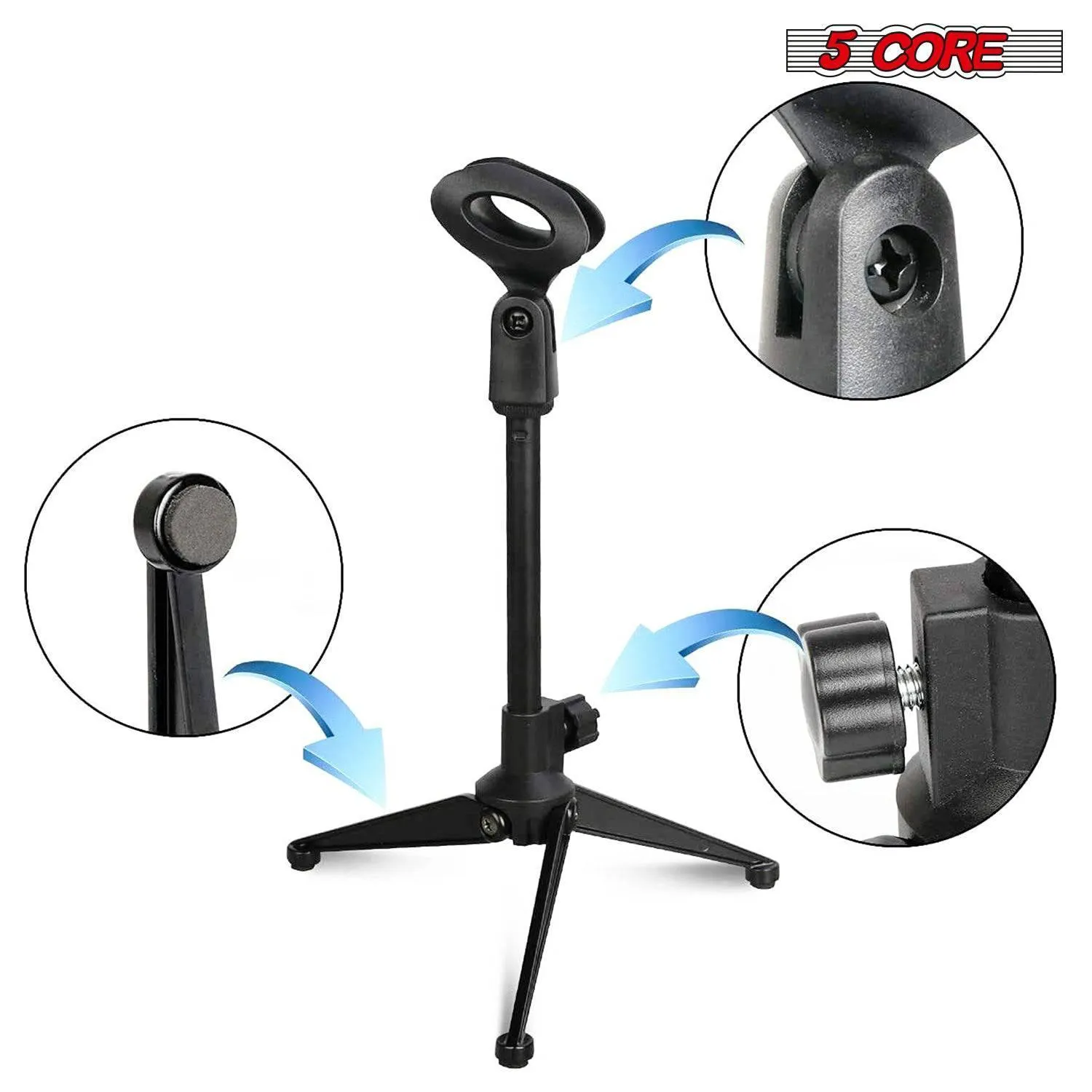 5Core Microphone Stand Tripod Mic Stand Universal Adjustable Desk