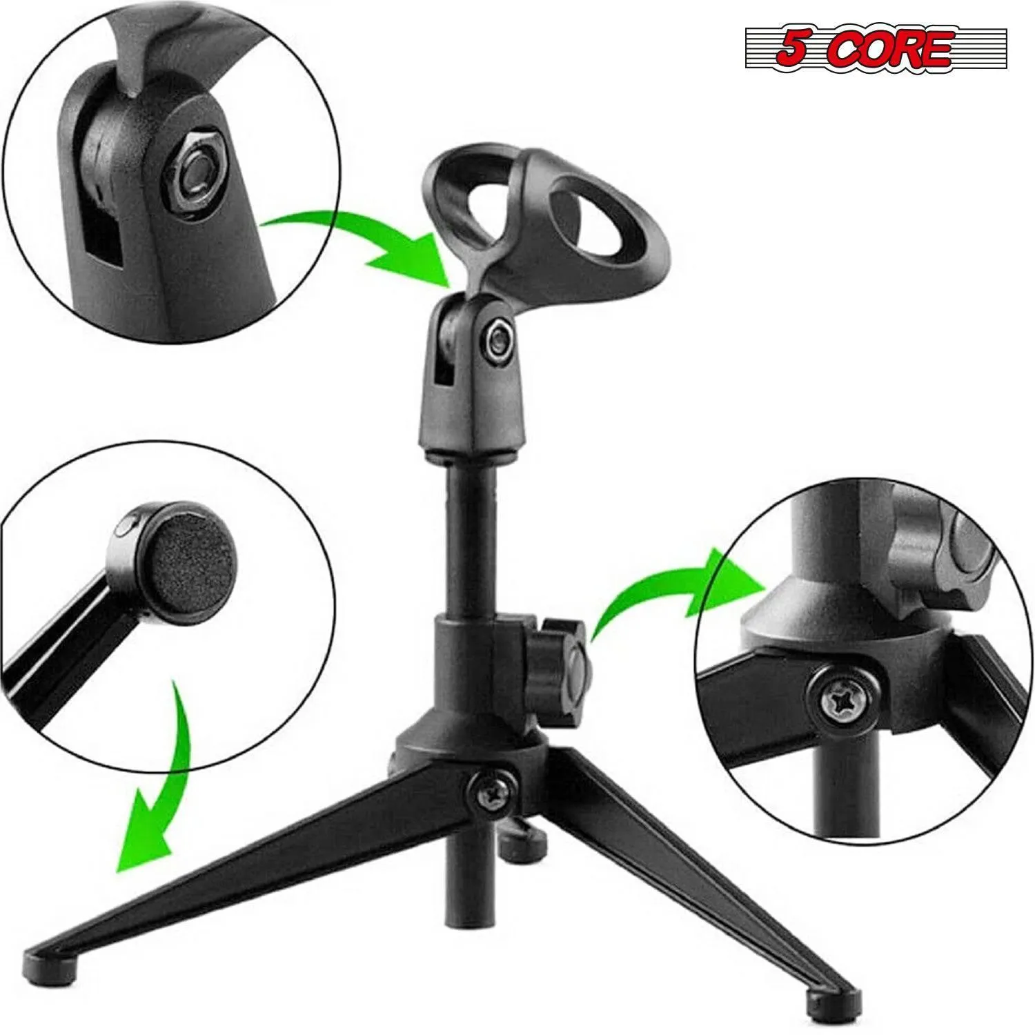 5Core Microphone Stand Tripod Mic Stand Universal Adjustable Desk