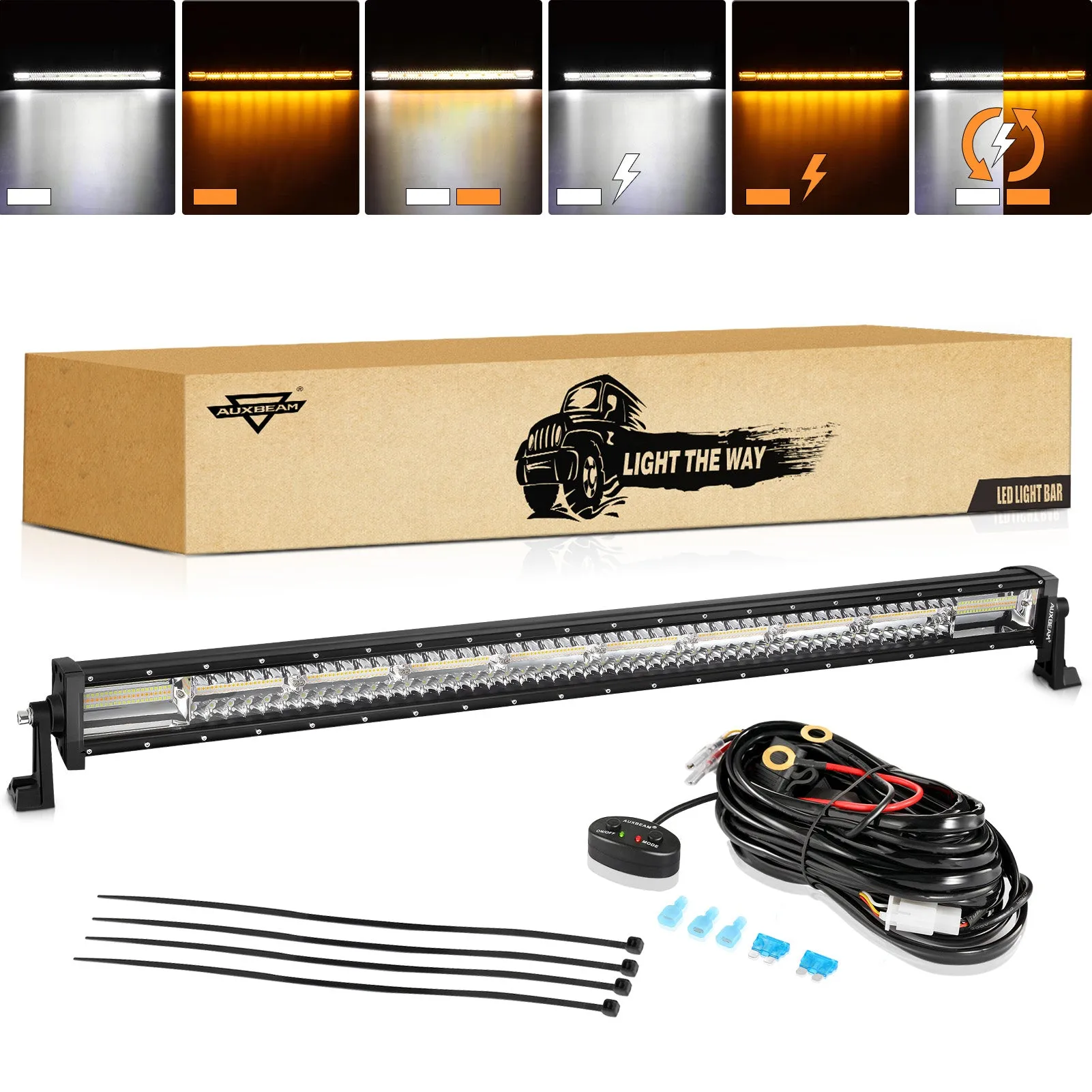 6 Modes Series 22 Inch/30 Inch/42 Inch/50 Inch White&Amber LED Light Bars