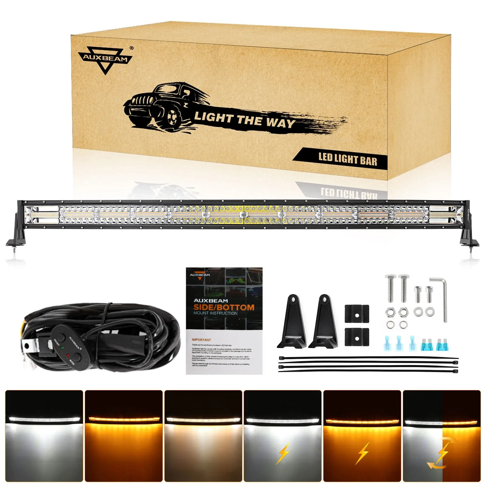 6 Modes Series 22 Inch/30 Inch/42 Inch/50 Inch White&Amber LED Light Bars