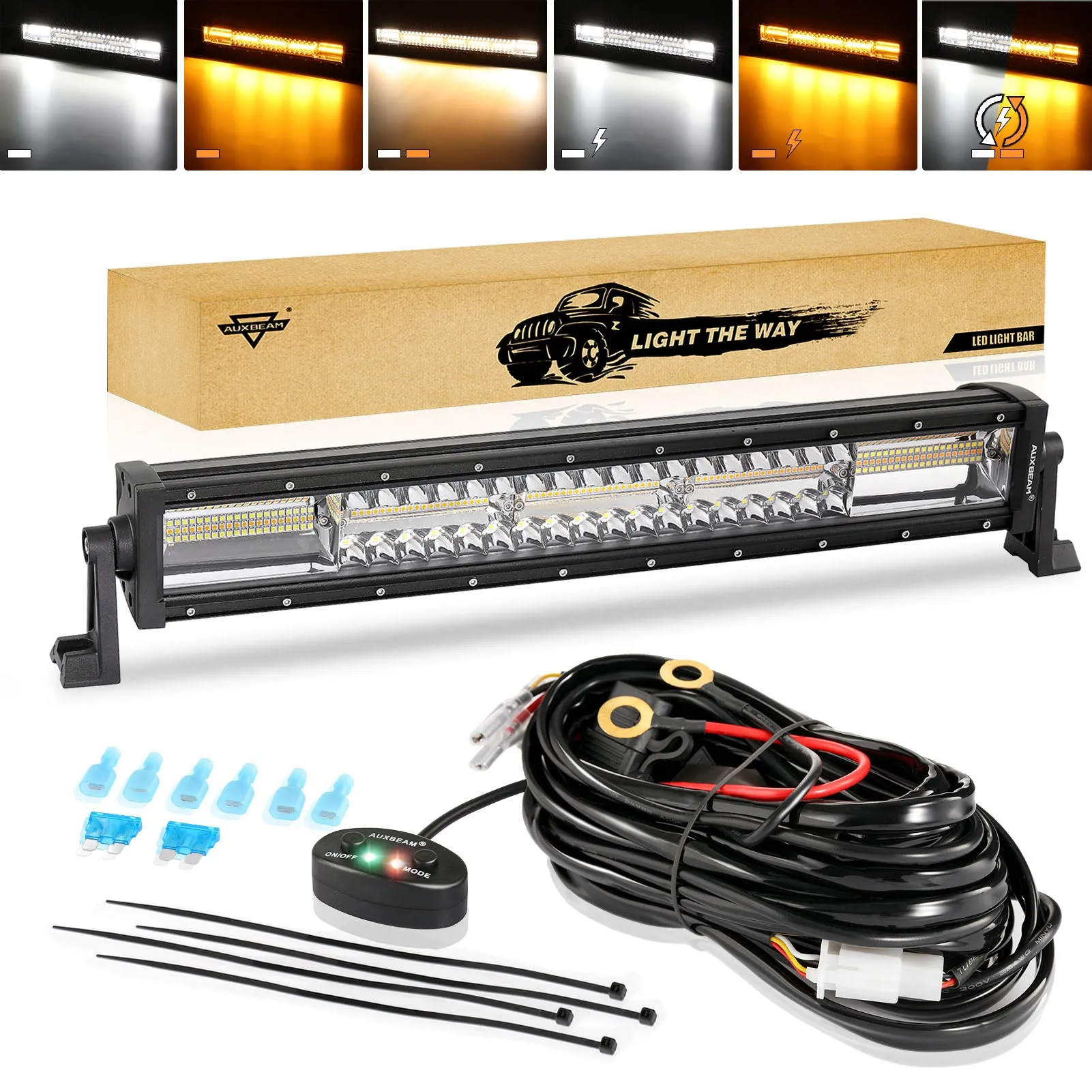 6 Modes Series 22 Inch/30 Inch/42 Inch/50 Inch White&Amber LED Light Bars