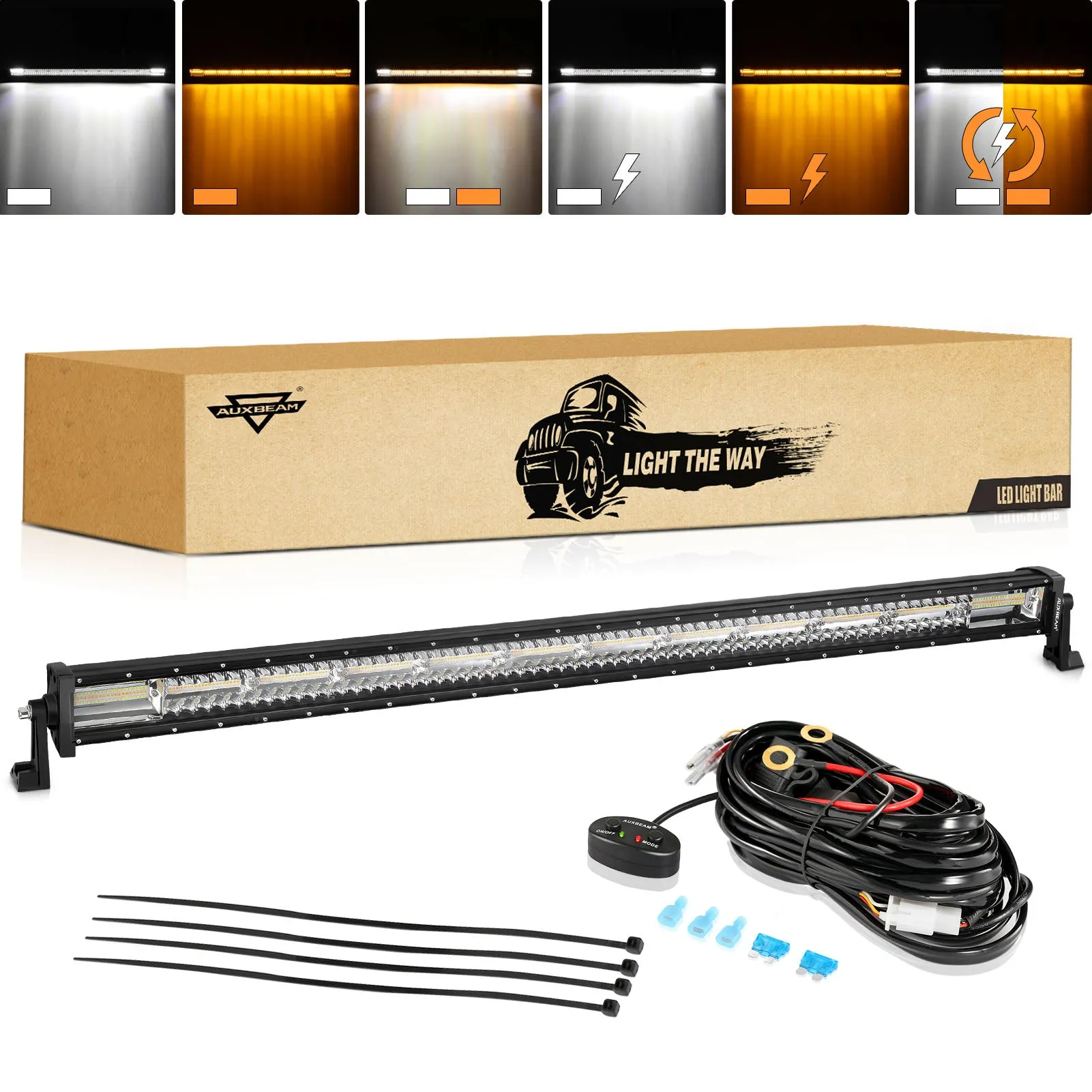 6 Modes Series 22 Inch/30 Inch/42 Inch/50 Inch White&Amber LED Light Bars