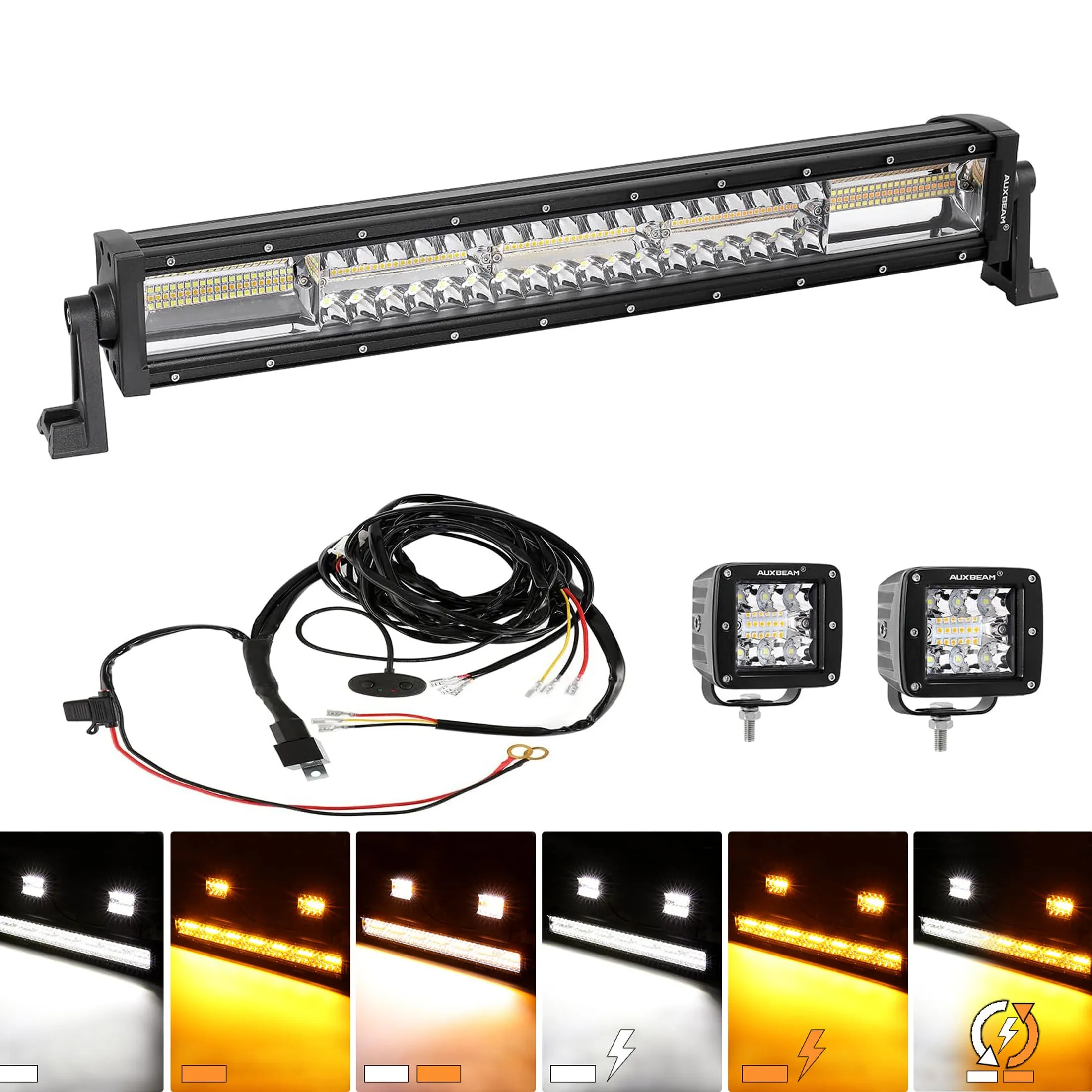 6 Modes Series 3 Inch/4Inch/7Inch/12Inch/20Inch White&Amber LED Light Bar