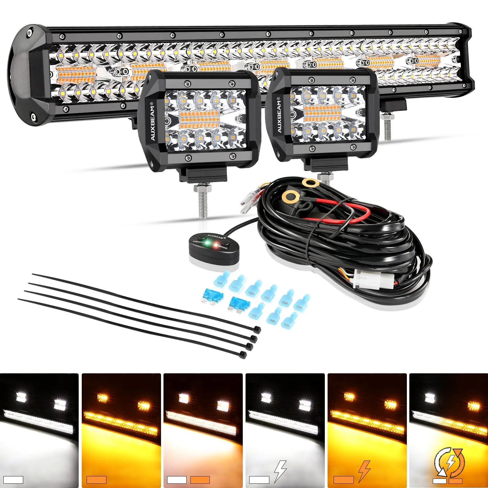 6 Modes Series 3 Inch/4Inch/7Inch/12Inch/20Inch White&Amber LED Light Bar