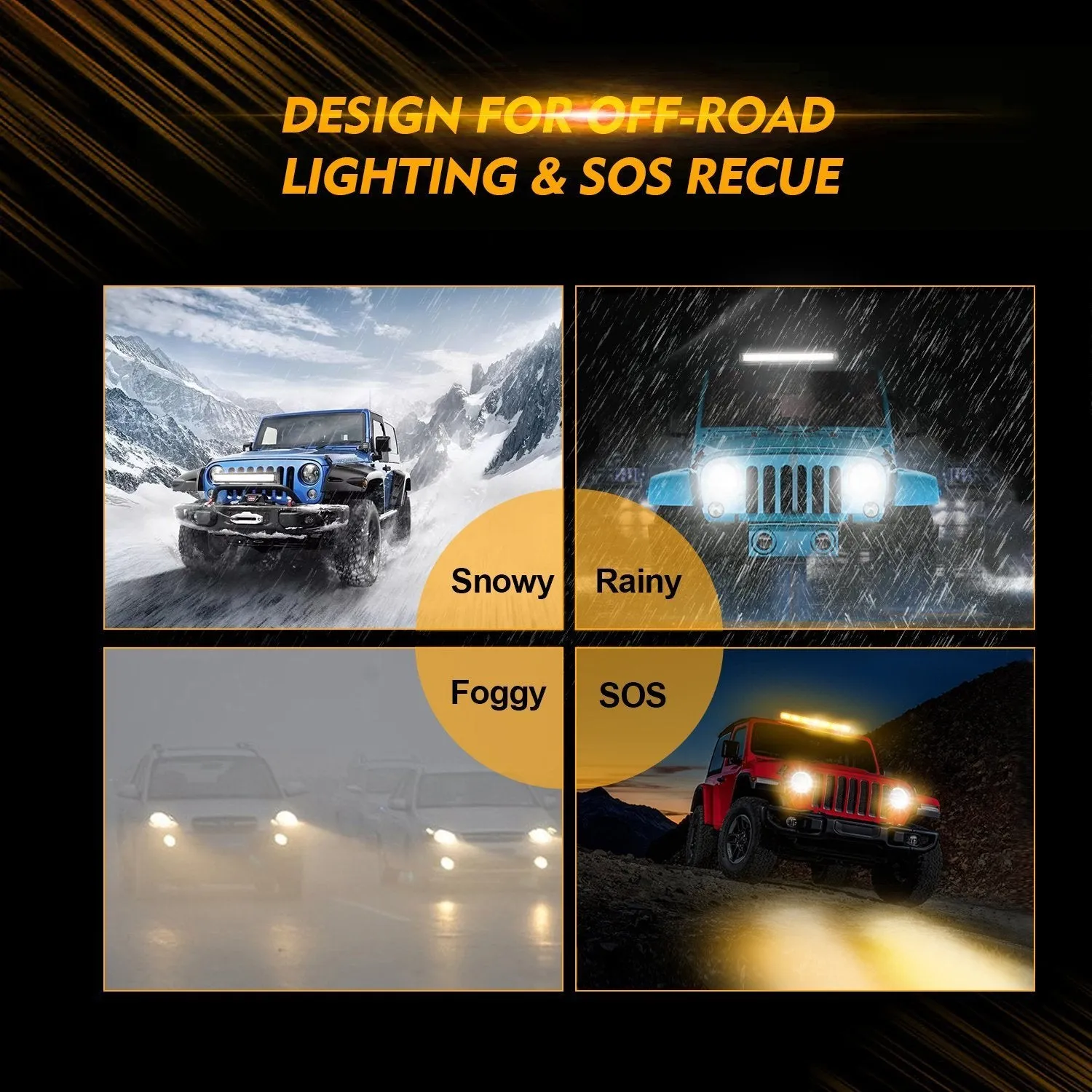 6 Modes Series 3 Inch/4Inch/7Inch/12Inch/20Inch White&Amber LED Light Bar