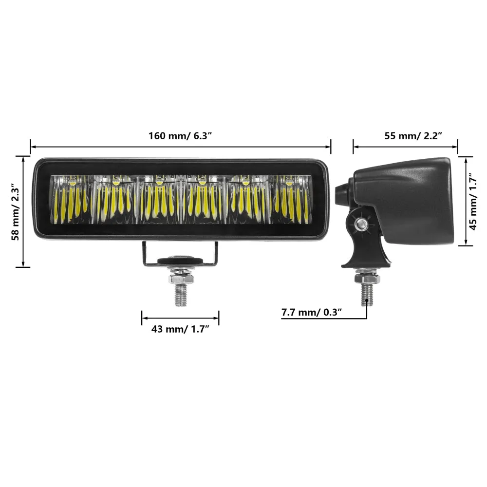 6.3 Inch 60W 7200LM LED Light Bar Off Road Driving Light