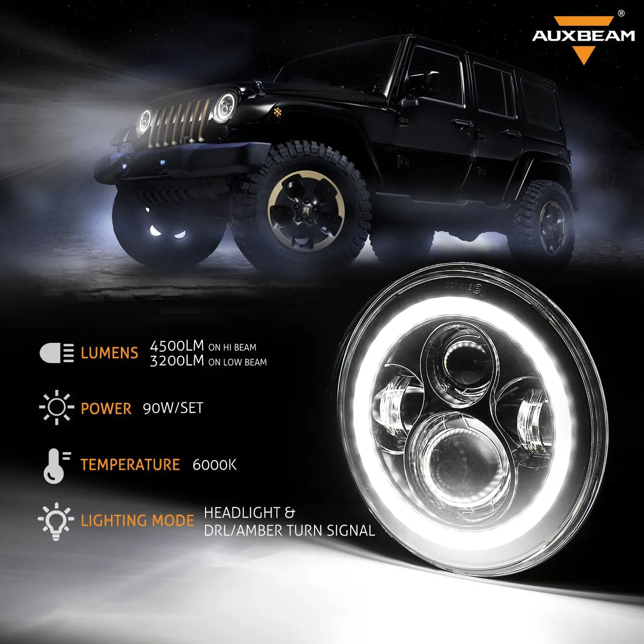 7" LED Halo Headlights   5D-PRO 52" Straight LED Light Bar   Windshield Mounting Brackets   18W Flood Beam Pod Lights Set for Jeep Wrangler TJ