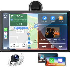 9''Car Stereo Wireless Apple Carplay & Android Auto with 2.5K Dash Cam & 1080P Backup Camera, Mirror Link and GPS