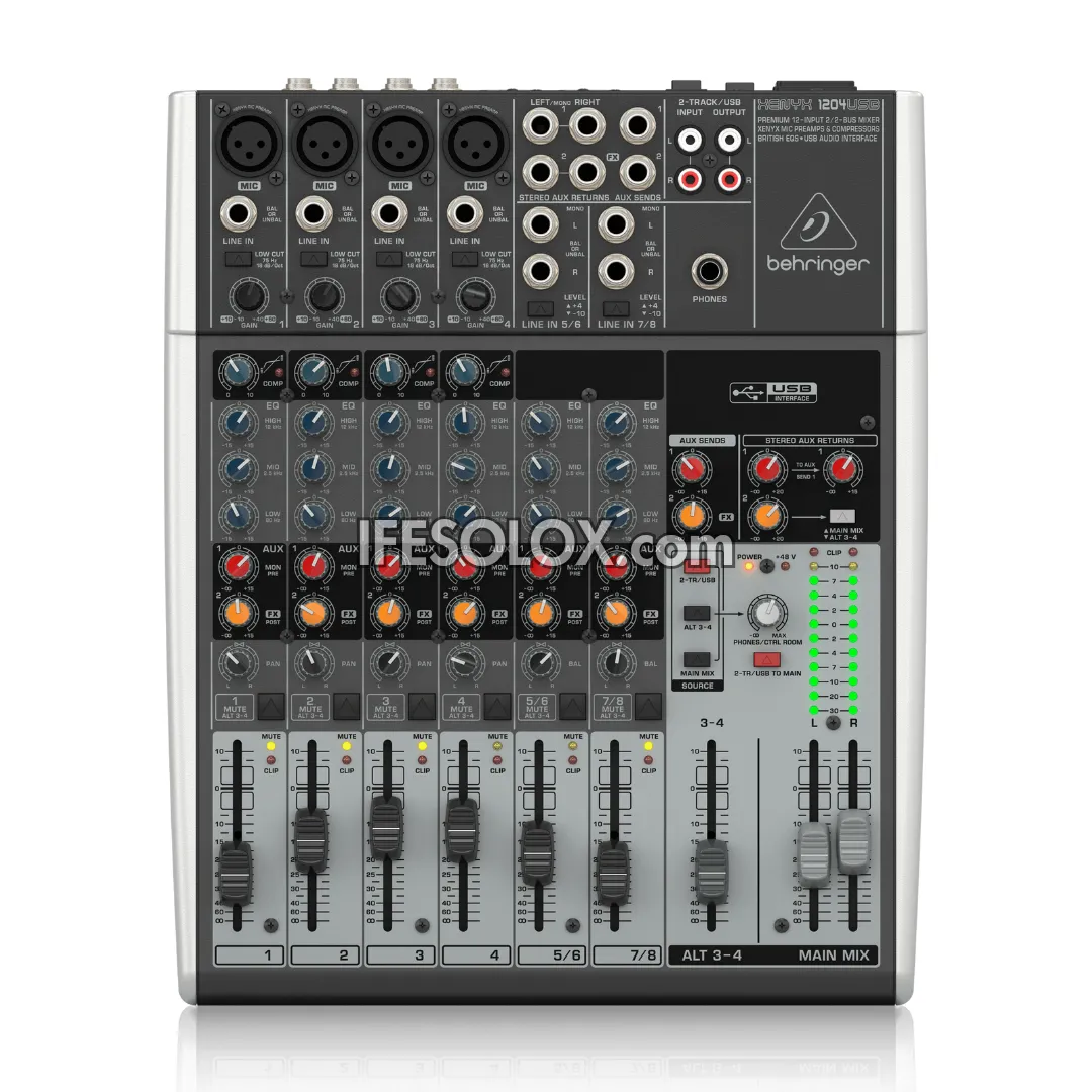 Behringer XENYX 1204USB 12-Input Mixer with XENYX Mic Preamps, British EQ and USB Audio Interface - Brand New