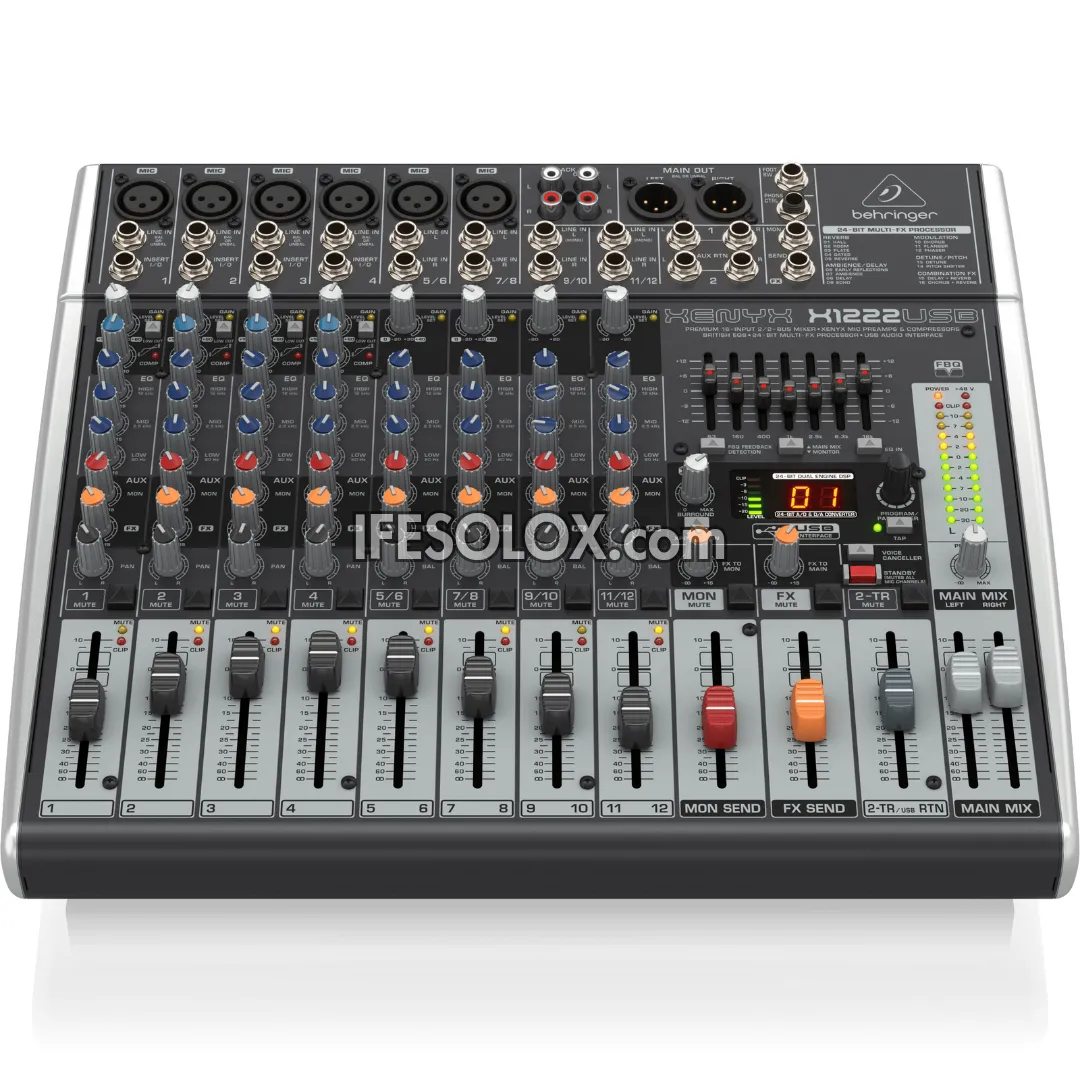 Brand New Behringer XENYX X1222USB 16-Input Mixer with XENYX Mic Preamps, Multi-FX Processors, and USB Audio Interface - Enhanced Performance