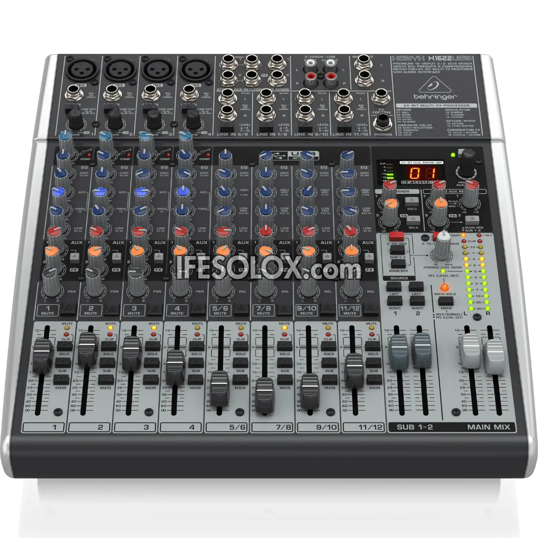 Behringer XENYX X1622USB 16-Input Mixer with XENYX Mic Preamps, Multi-FX Processors and USB Audio Interface - Brand New