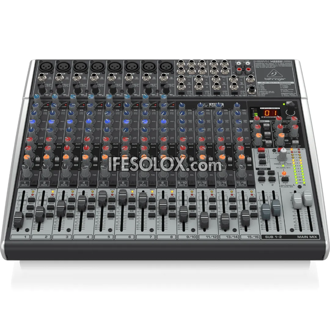 Behringer XENYX X2222USB 22-Input Mixer with XENYX Mic Preamps, Multi-FX Processors and USB Audio Interface - Brand New