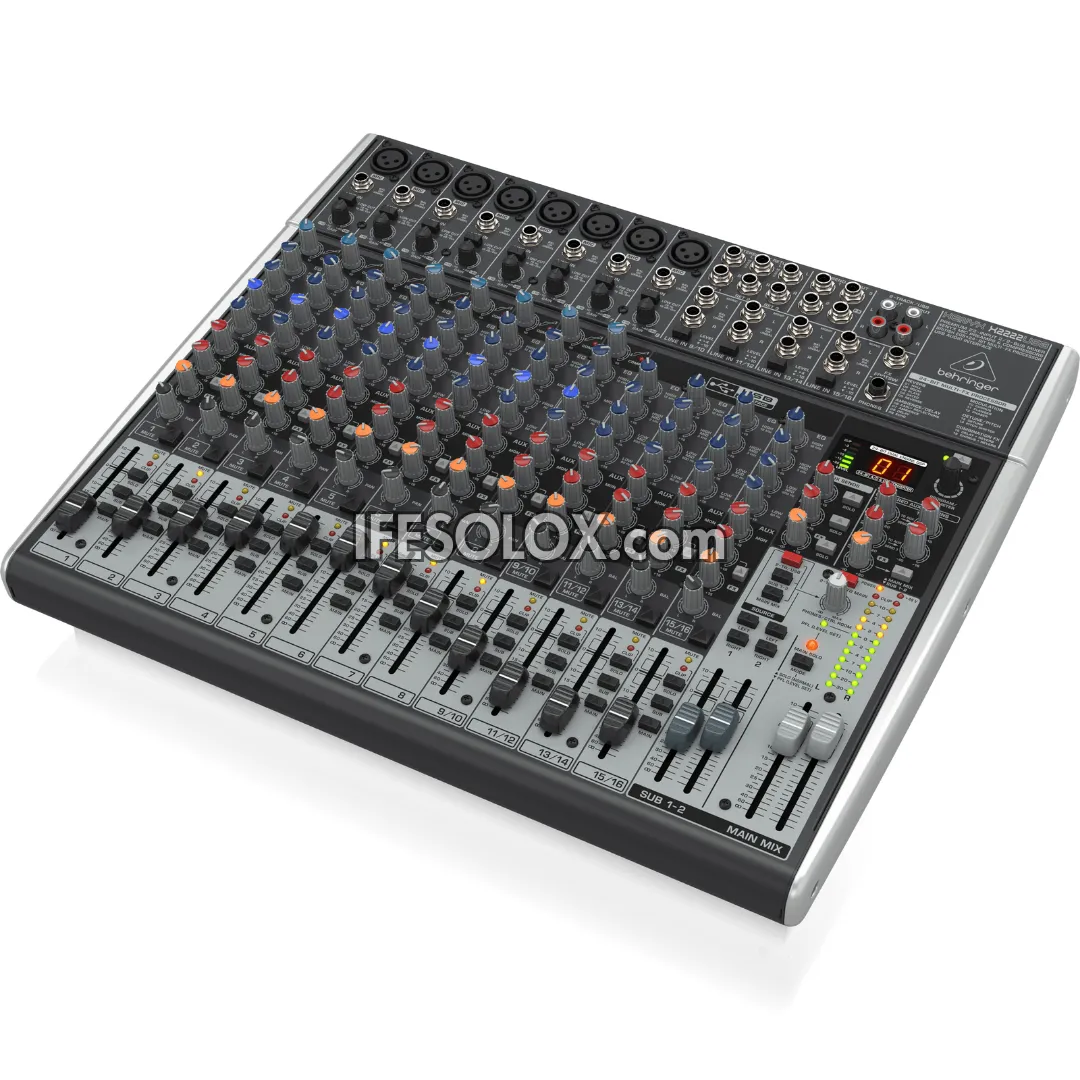 Behringer XENYX X2222USB 22-Input Mixer with XENYX Mic Preamps, Multi-FX Processors and USB Audio Interface - Brand New