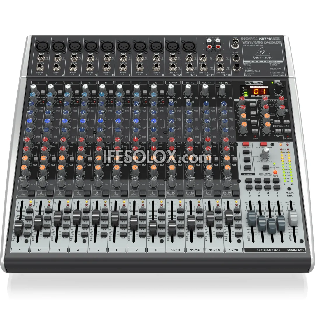 Behringer XENYX X2442USB 22-Input Mixer with XENYX Mic Preamps, Multi-FX Processors and USB Audio Interface - Brand New