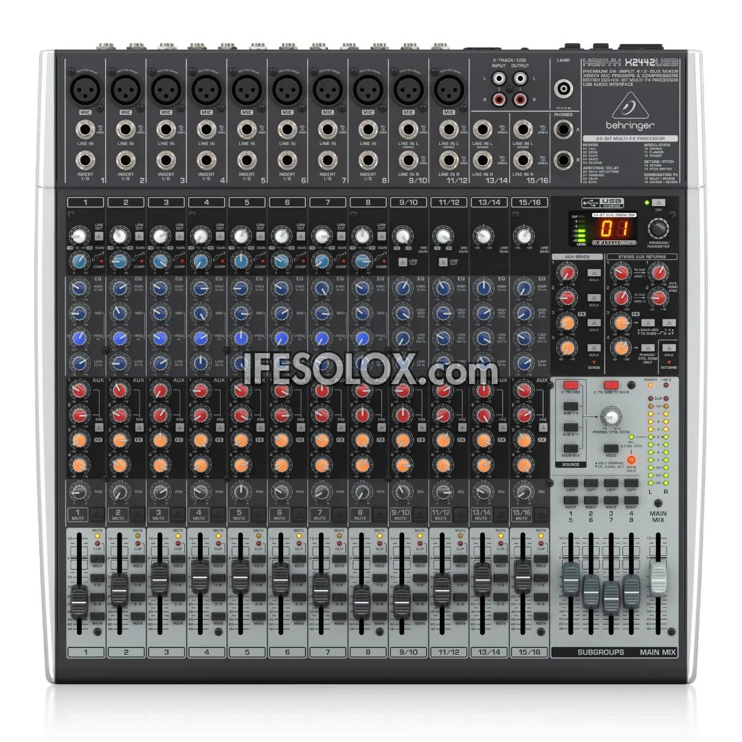 Behringer XENYX X2442USB 22-Input Mixer with XENYX Mic Preamps, Multi-FX Processors and USB Audio Interface - Brand New