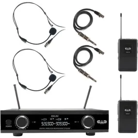 CAD GXLD2BBAH Dual-Channel Digital Wireless Microphone System with Headsets and Guitar Cables (AH: 903 to 915 MHz)