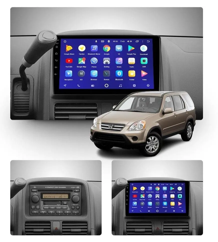 Car Dealz 10.2" Android 10.0 Honda CR-V CRV 2 2001 - 2006 In Dash Plus OEM Fascia