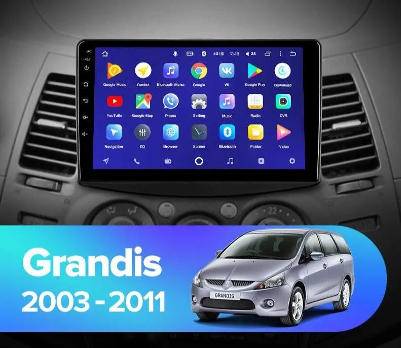 Car Dealz 10.2" Android 10.0 Mitsubishi Grandis 1 2003-2011 In Dash Plus OEM Fascia