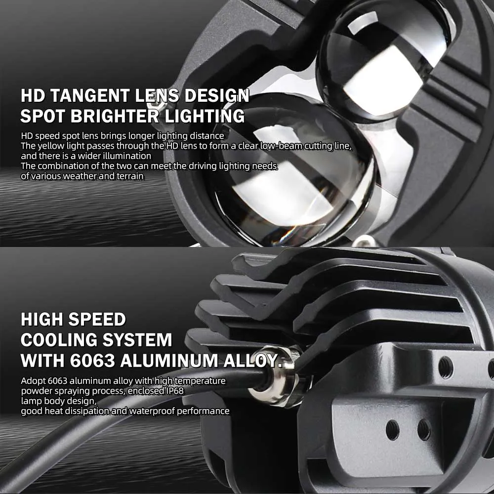 COLIGHT 3 Inch DB-P Series Dual Beam White&White Motorcycle Lights(Set/2pcs)