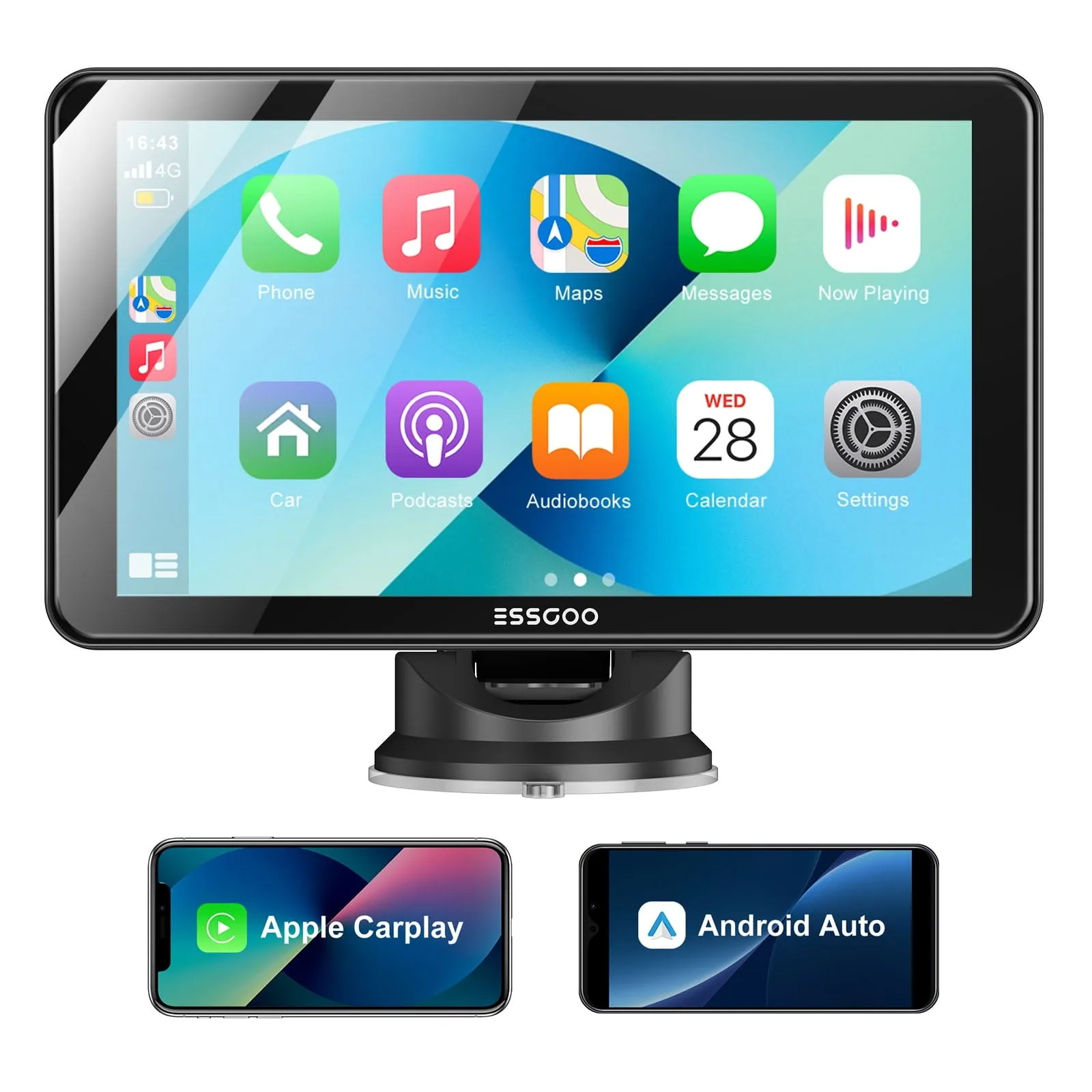 cozy Portable Carplay - Wireless Connect, Bluetooth, Project Screen, 7" Touch with Sunshade.