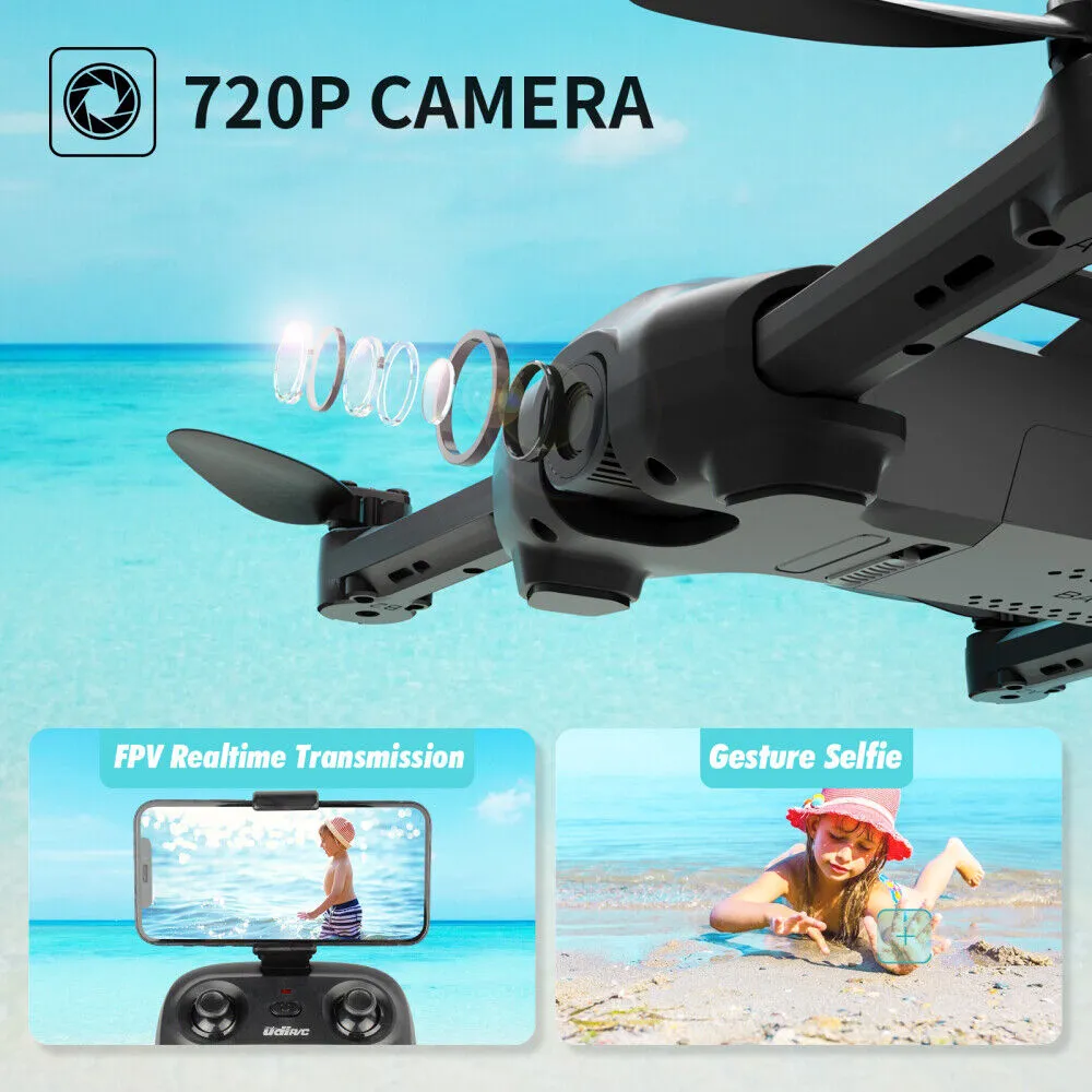 Foldable FPV Video Drone with 720P HD Camera & 2 Batteries