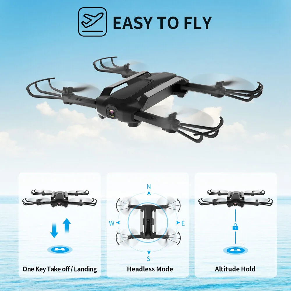 Foldable FPV Video Drone with 720P HD Camera & 2 Batteries