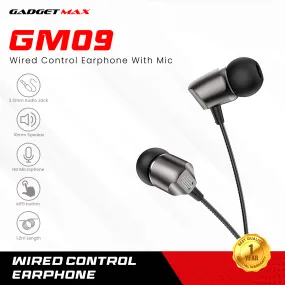 GADGET MAX GM09 WIRED CONTROL 3.5MM EARPHONE WITH MIC (1.2M) Wired Earphone- GREY