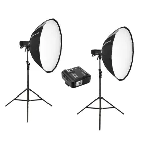 Godox 2x AD400Pro 800W Witstro Portable Strobe Kit with Strobes, Stands, Softboxes and Trigger - Bundle