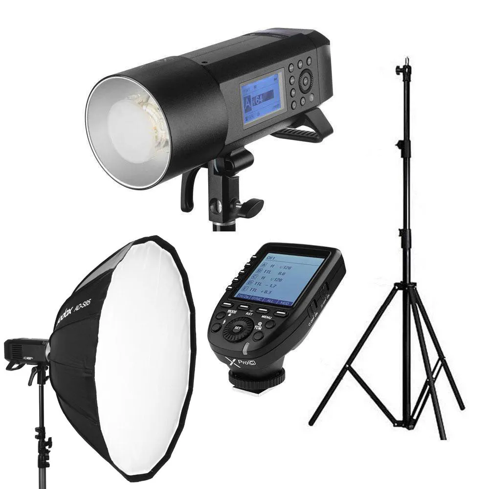 Godox AD400Pro Witstro Portable Strobe Kit (Flash, Stand, Softbox and Trigger) - Bundle