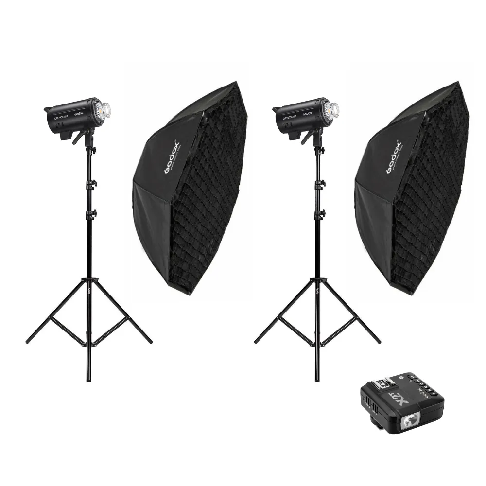 Godox Mid-Level 800W Studio Flash Lighting Kit - 2x DP400III-V 400W - Bundle