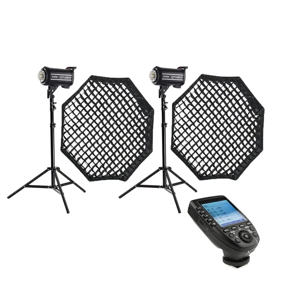 Godox Professional 800W (2X QT400IIM) Studio Flash Lighting Kit - Bundle