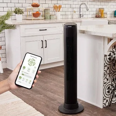 Holmes 40" Wi-Fi Smart Connect Digital Oscillating 3 Speed Tower Fan with Remote Control Black