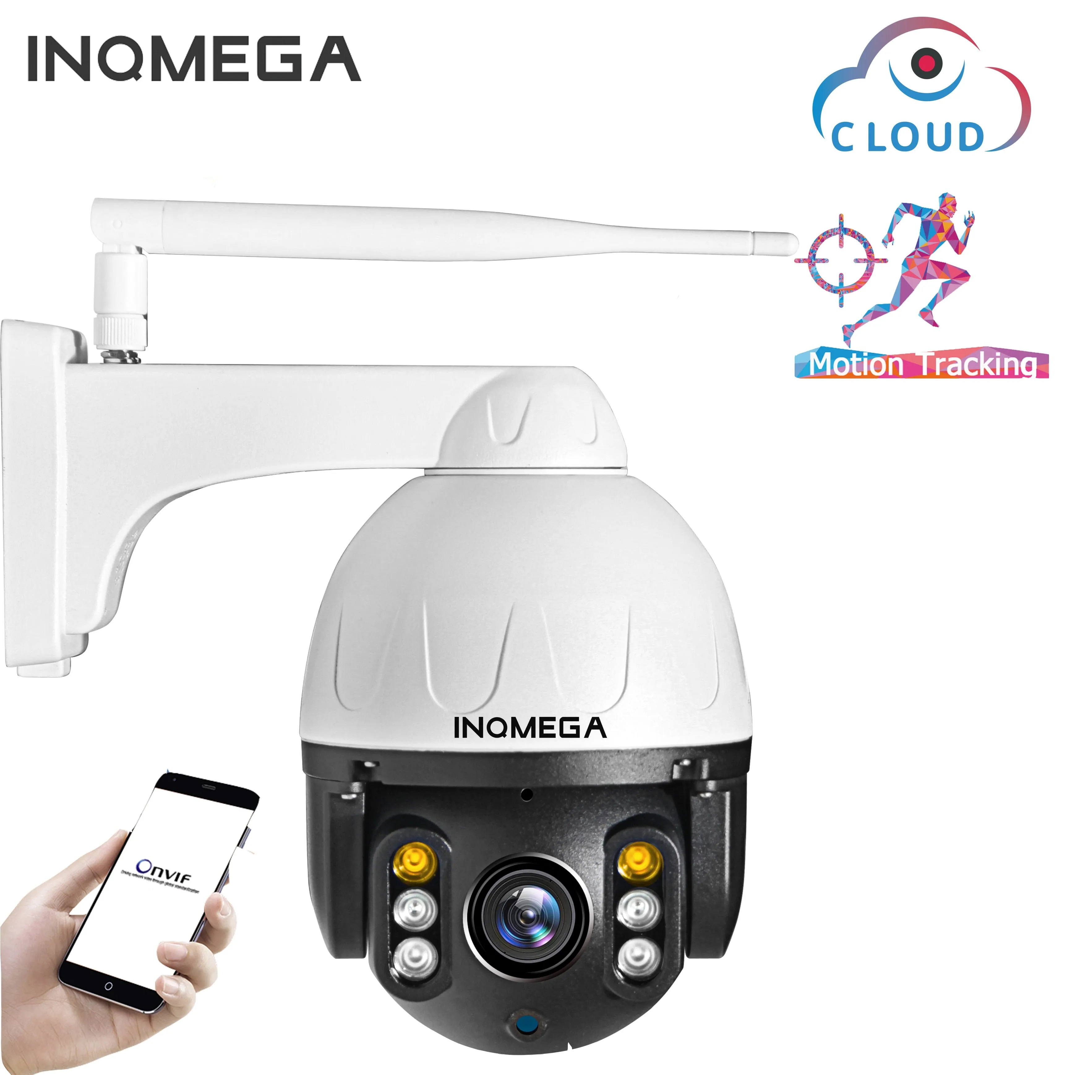 INQMEGA Cloud 1080P Outdoor PTZ IP Camera WIFI Speed Dome Auto Tracking Camera 4X Digital Zoom 2MP Onvif IR CCTV Security Camera