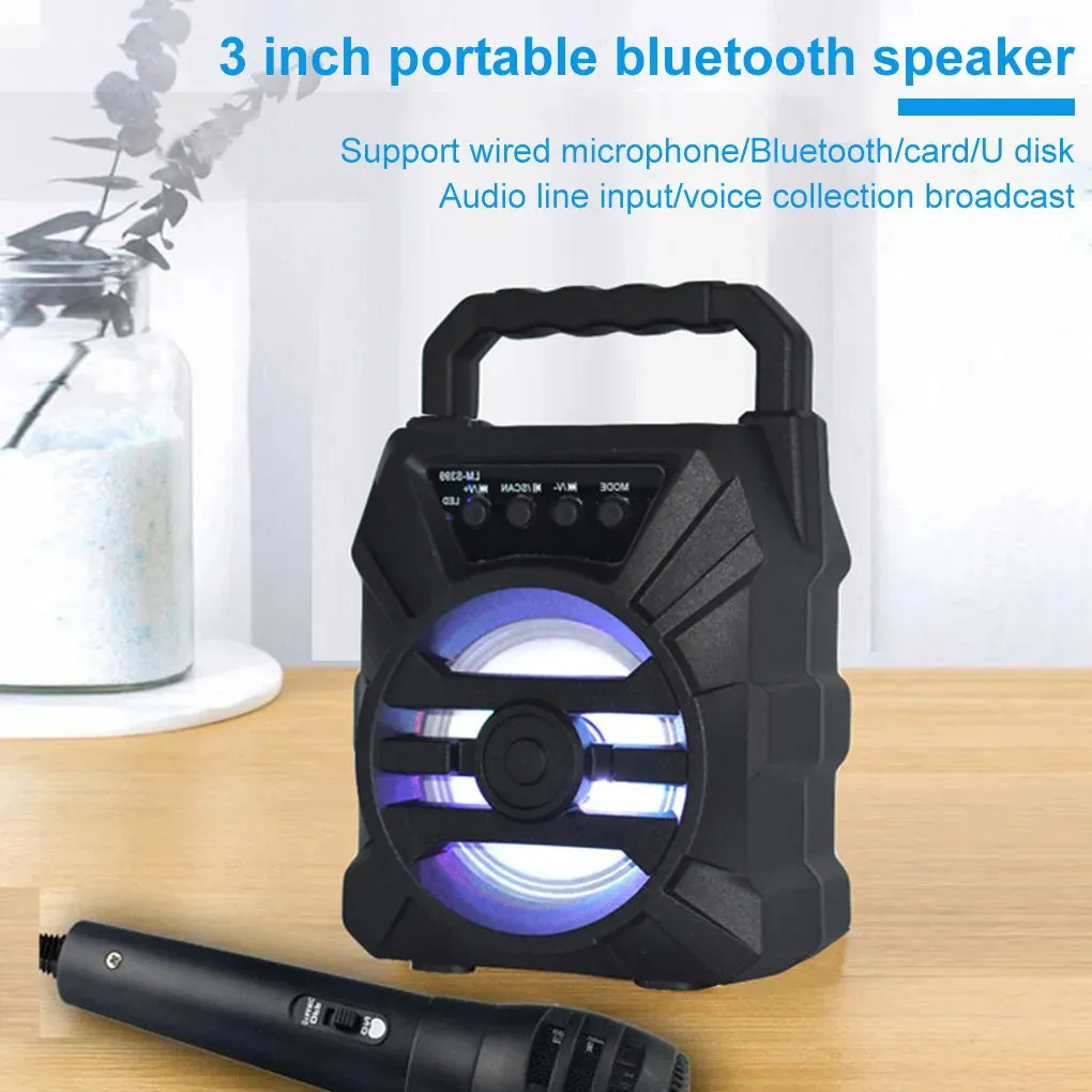 Karaoke Wireless Bluetooth Speaker LED Light Dual Speakers